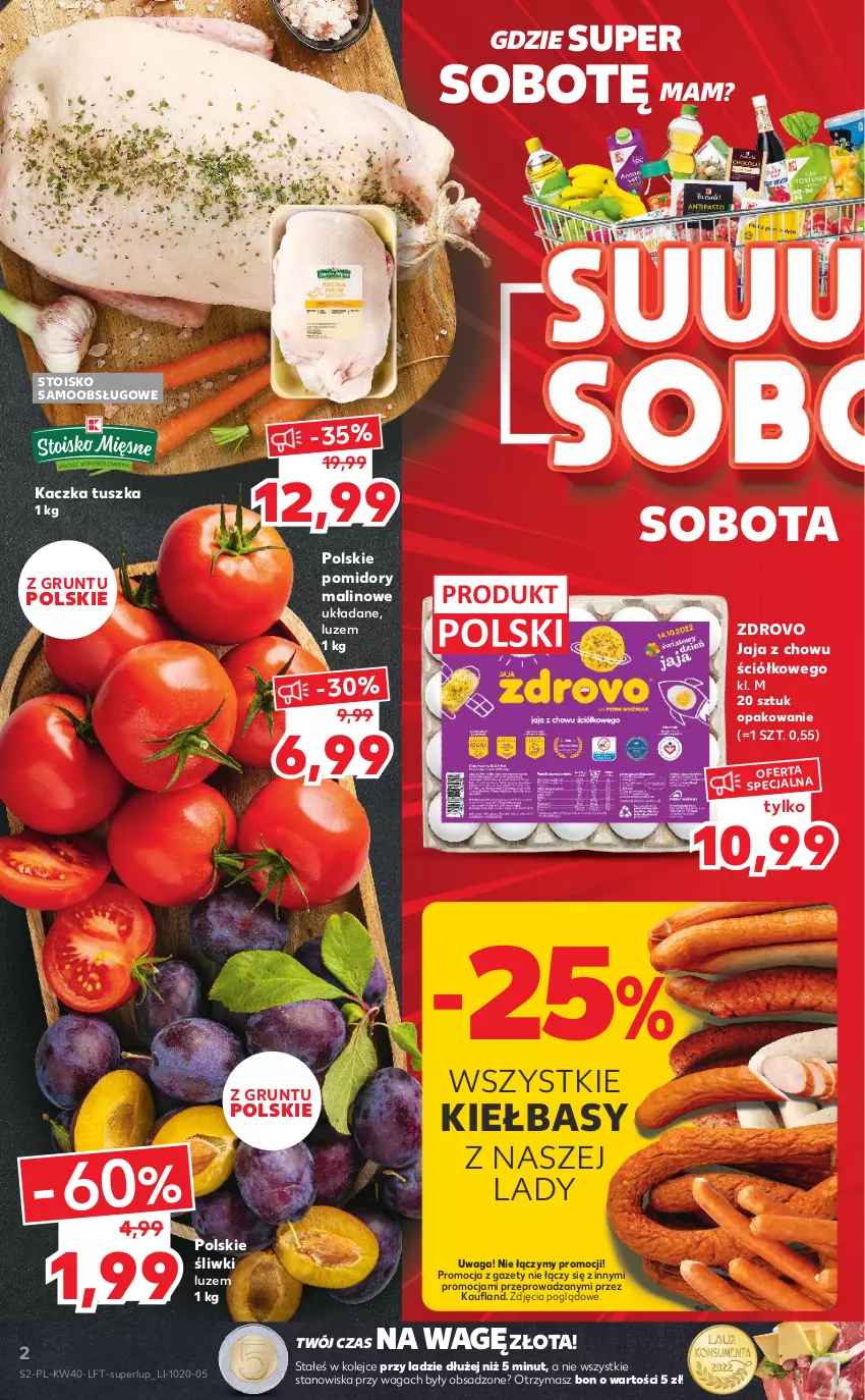 Gazetka promocyjna Kaufland - OFERTA TYGODNIA - ważna 06.10 do 12.10.2022 - strona 2 - produkty: Grunt, Jaja, Kaczka, Olej, Pomidory, Tusz, Waga