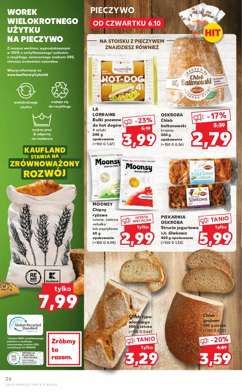 Gazetka promocyjna Kaufland - OFERTA TYGODNIA - ważna 06.10 do 12.10.2022 - strona 26 - produkty: Chipsy, Chleb, Chleb typu włoskiego, Gra, Hot dog, Jogurt, Piec, Pieczywo, Por, Ryż, Strucla