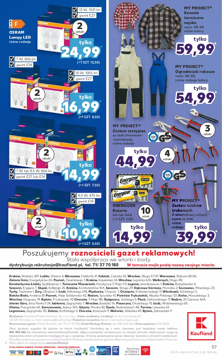 Gazetka promocyjna Kaufland - OFERTA TYGODNIA - ważna 06.10 do 12.10.2022 - strona 57 - produkty: Dres, Energizer, Fa, Gra, Inka, Kosz, Koszula, Orka, Piec, Sos, Szyna, Telefon, Top