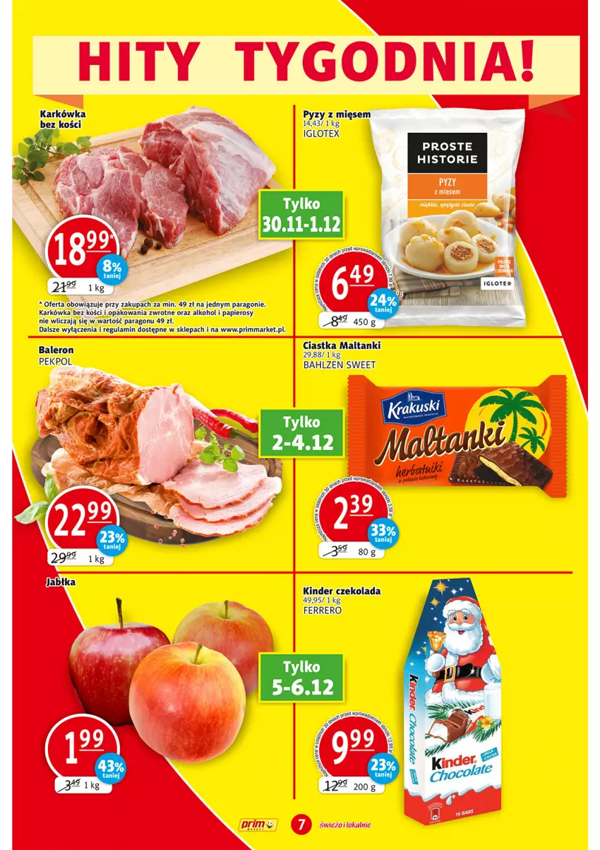 Gazetka promocyjna Prim Market - ważna 23.11 do 29.11.2023 - strona 7 - produkty: Ciastka, Czekolada, Ferrero, Jabłka, Kinder, Papier, Pekpol