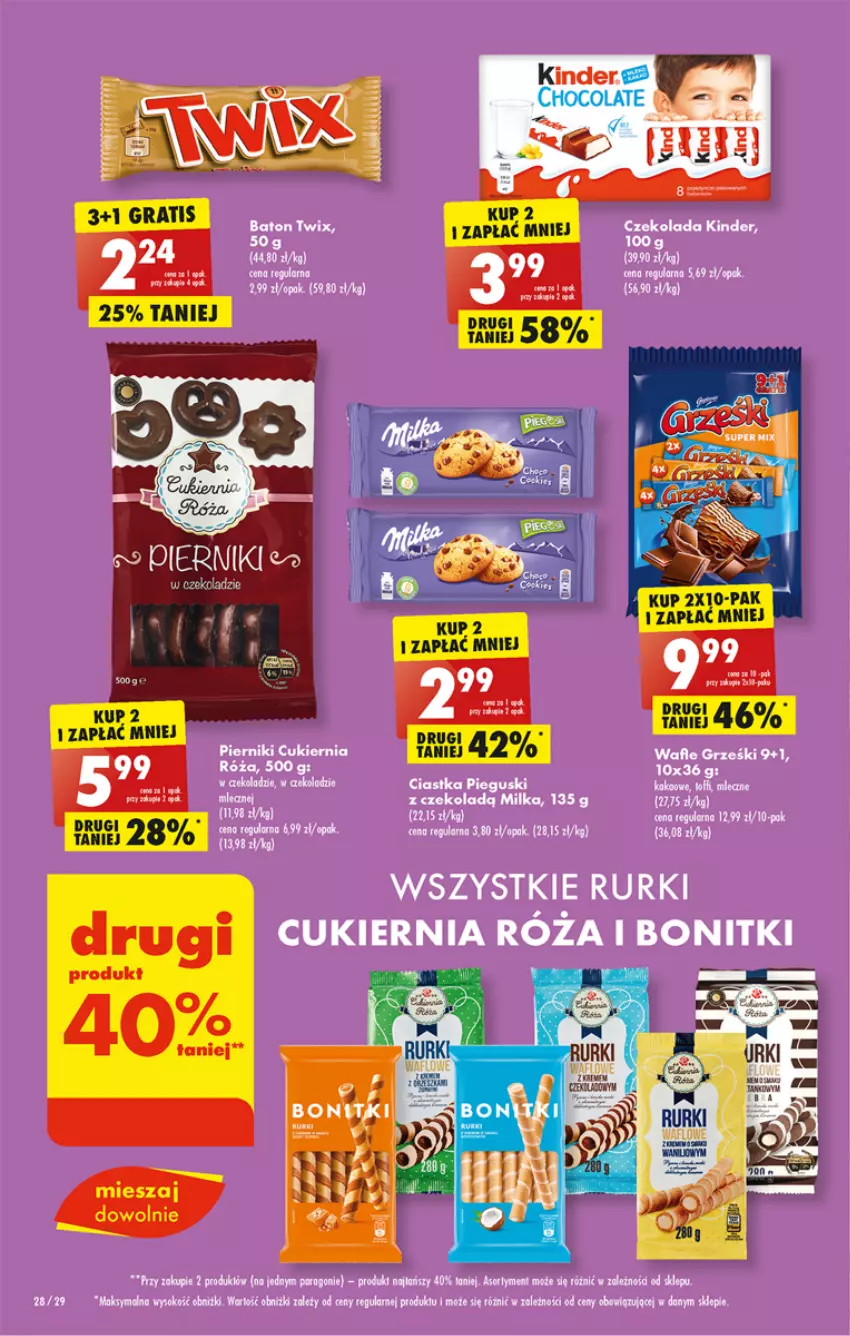 Gazetka promocyjna Biedronka - Gazetka - Biedronka.pl - ważna 02.01 do 07.01.2023 - strona 28 - produkty: Baton, Bonitki, Ciastka, Cukier, Czekolada, Kakao, Kinder, Milka, Piernik, Pur, Rurki, Sok, Twix, Wafle