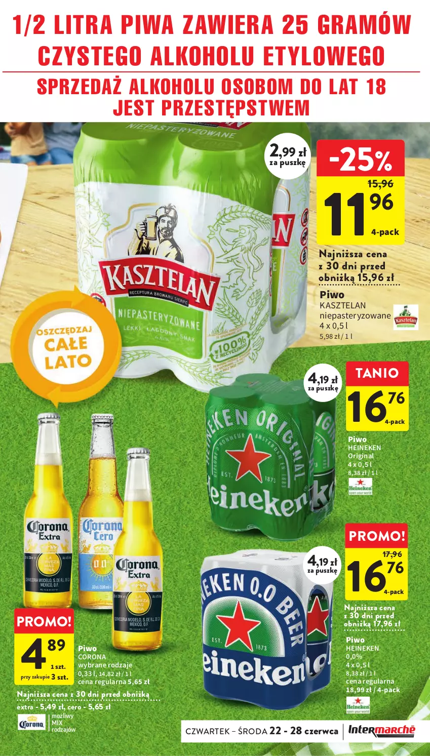 Gazetka promocyjna Intermarche - Gazetka Intermarche - ważna 22.06 do 28.06.2023 - strona 15 - produkty: Gin, Gra, Heineken, Kasztelan, Piwa, Piwo