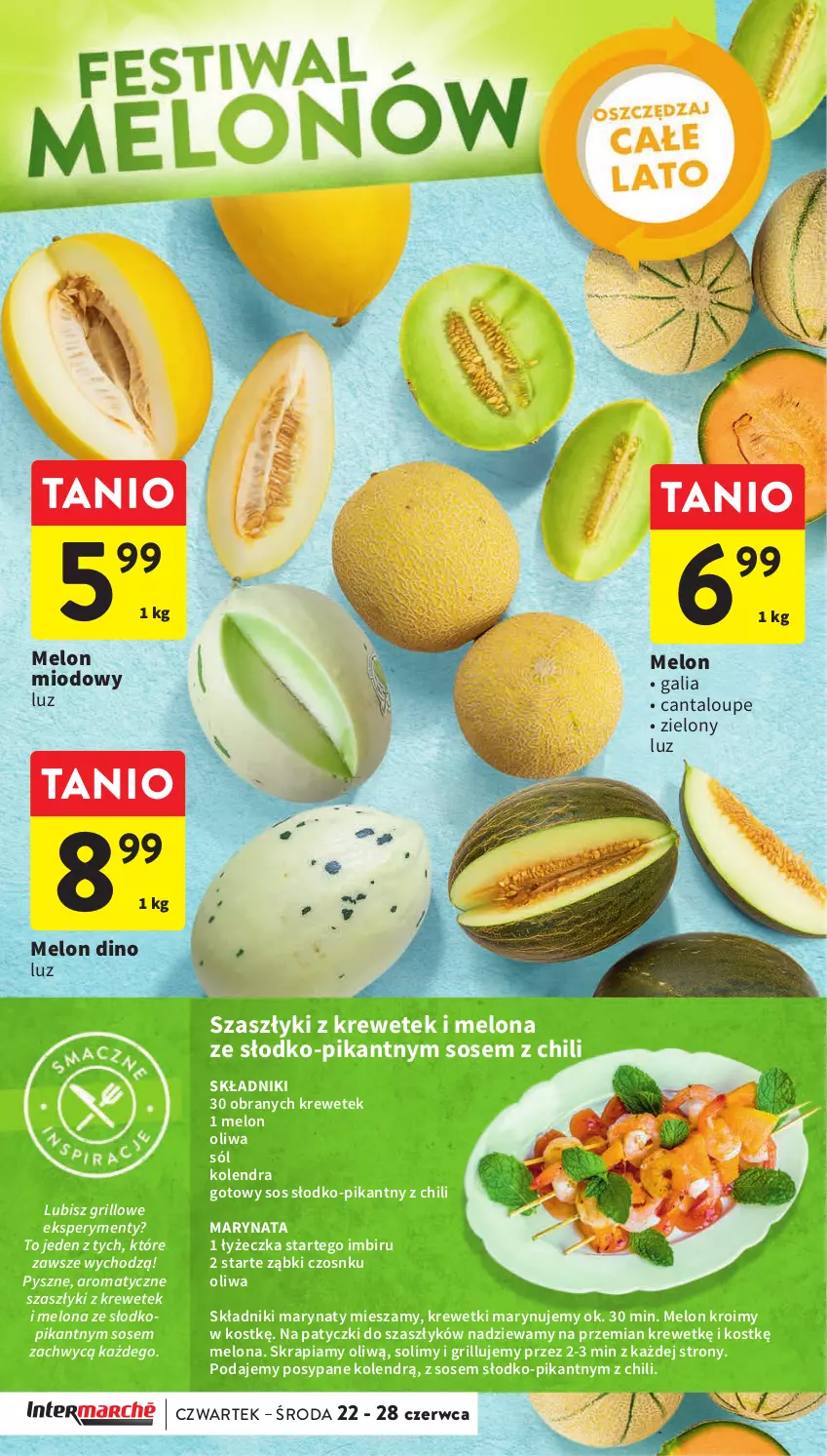 Gazetka promocyjna Intermarche - Gazetka Intermarche - ważna 22.06 do 28.06.2023 - strona 20 - produkty: Grill, Imbir, Kolendra, Krewetki, Melon, Sól, Sos