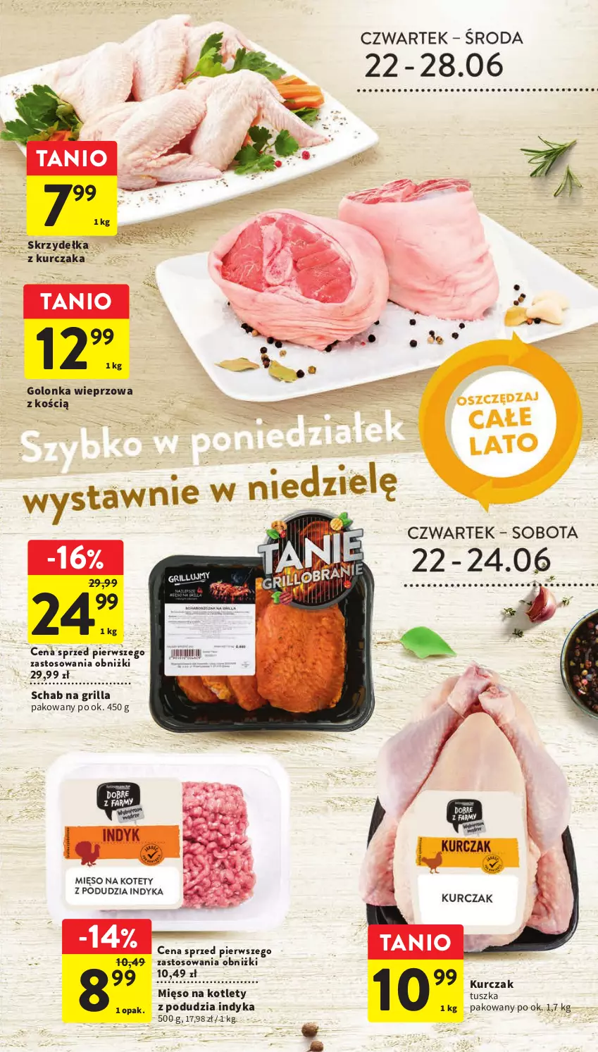 Gazetka promocyjna Intermarche - Gazetka Intermarche - ważna 22.06 do 28.06.2023 - strona 23 - produkty: Golonka wieprzowa, Grill, Kotlet, Kurczak, Mięso, Skrzydełka z kurczaka, Tusz