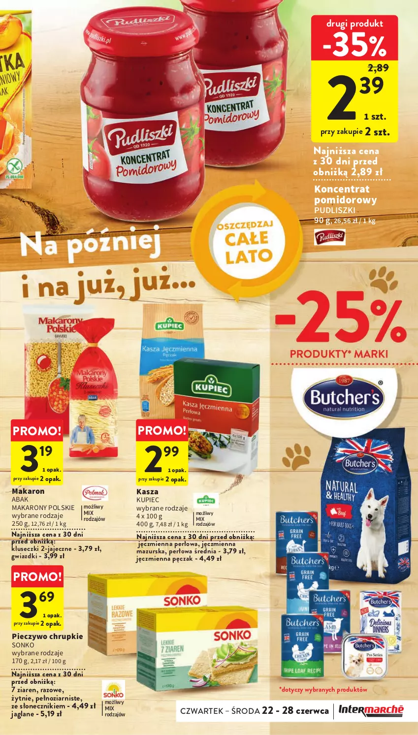 Gazetka promocyjna Intermarche - Gazetka Intermarche - ważna 22.06 do 28.06.2023 - strona 33 - produkty: Chrupki, Kasza, Koncentrat pomidorowy, Kupiec, Makaron, Piec, Pieczywo, Pieczywo chrupkie, Pudliszki, Sonko