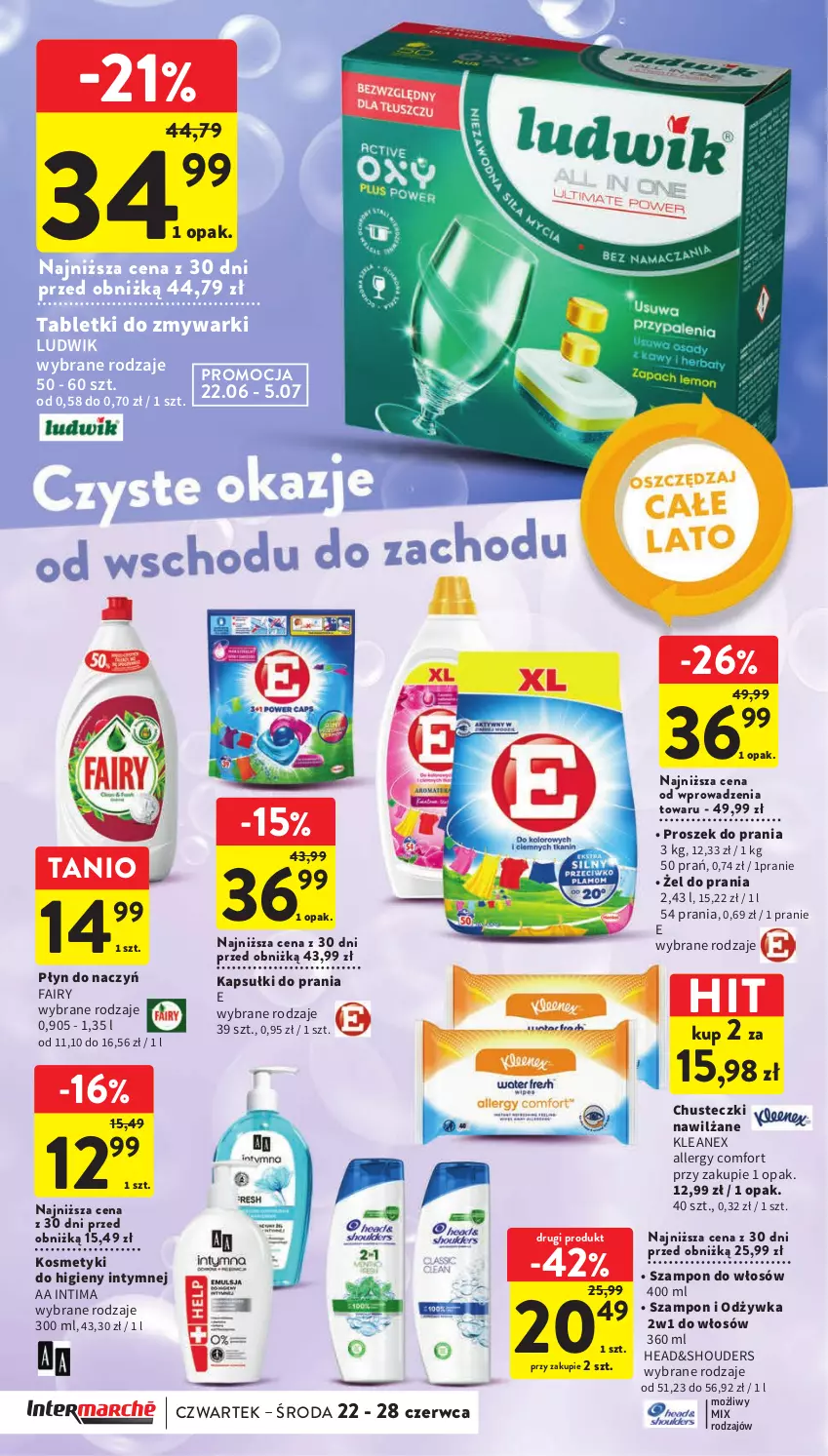 Gazetka promocyjna Intermarche - Gazetka Intermarche - ważna 22.06 do 28.06.2023 - strona 34 - produkty: Chusteczki, Fa, Fairy, Kapsułki do prania, Ludwik, Odżywka, Proszek do prania, Szampon, Tablet, Tabletki do zmywarki, Zmywarki