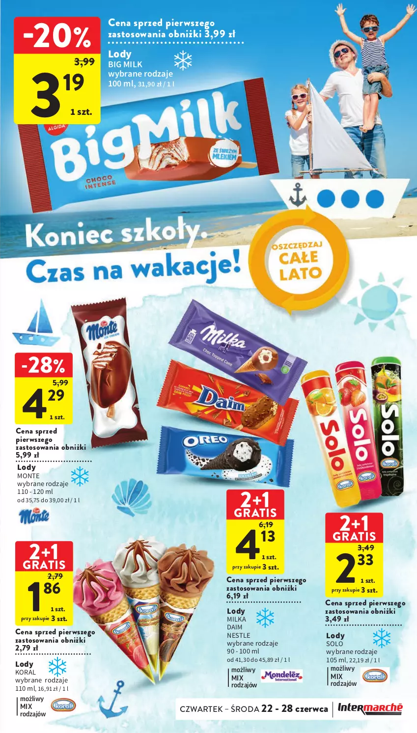 Gazetka promocyjna Intermarche - Gazetka Intermarche - ważna 22.06 do 28.06.2023 - strona 5 - produkty: Big Milk, Gra, Lody, Milka, Monte