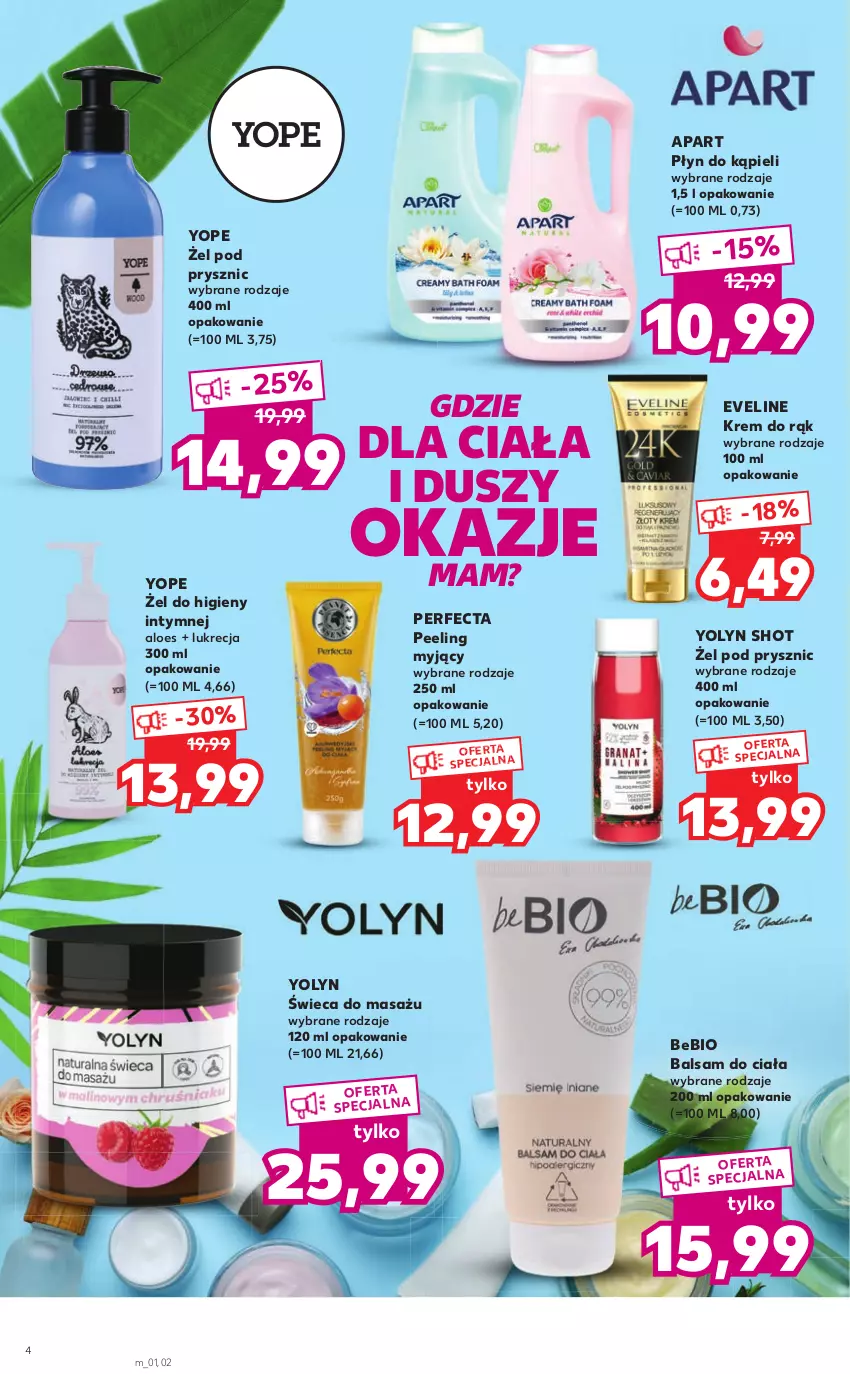 Gazetka promocyjna Kaufland - Oferta GRILL - ważna 21.07 do 03.08.2022 - strona 4 - produkty: Balsam do ciała, Eveline, Krem do rąk, Peeling, Perfecta, Płyn do kąpieli, Yope