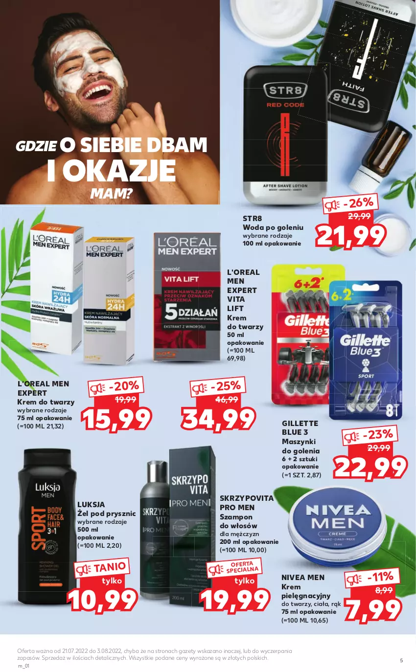 Gazetka promocyjna Kaufland - Oferta GRILL - ważna 21.07 do 03.08.2022 - strona 5 - produkty: Gillette, Krem do twarzy, Luksja, Nivea, Nivea Men, Str8, Szampon, Woda, Woda po goleniu