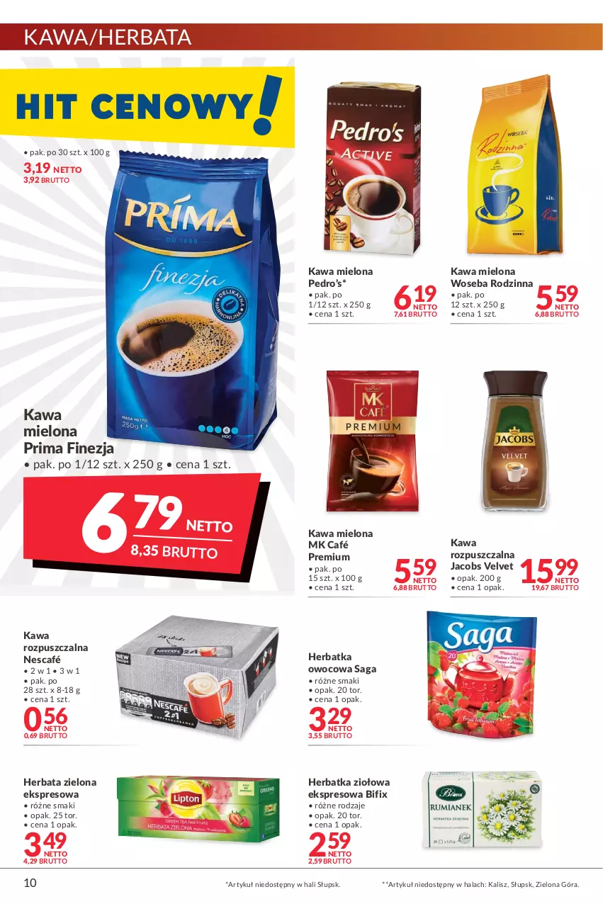 Gazetka promocyjna Makro - [Oferta promocyjna] Artykuły spożywcze i przemysłowe - ważna 22.03 do 04.04.2022 - strona 10 - produkty: Herbata, Jacobs, Jacobs Velvet, Kawa, Kawa mielona, Kawa rozpuszczalna, Nescafé, Prima, Saga, Velvet, Woseba