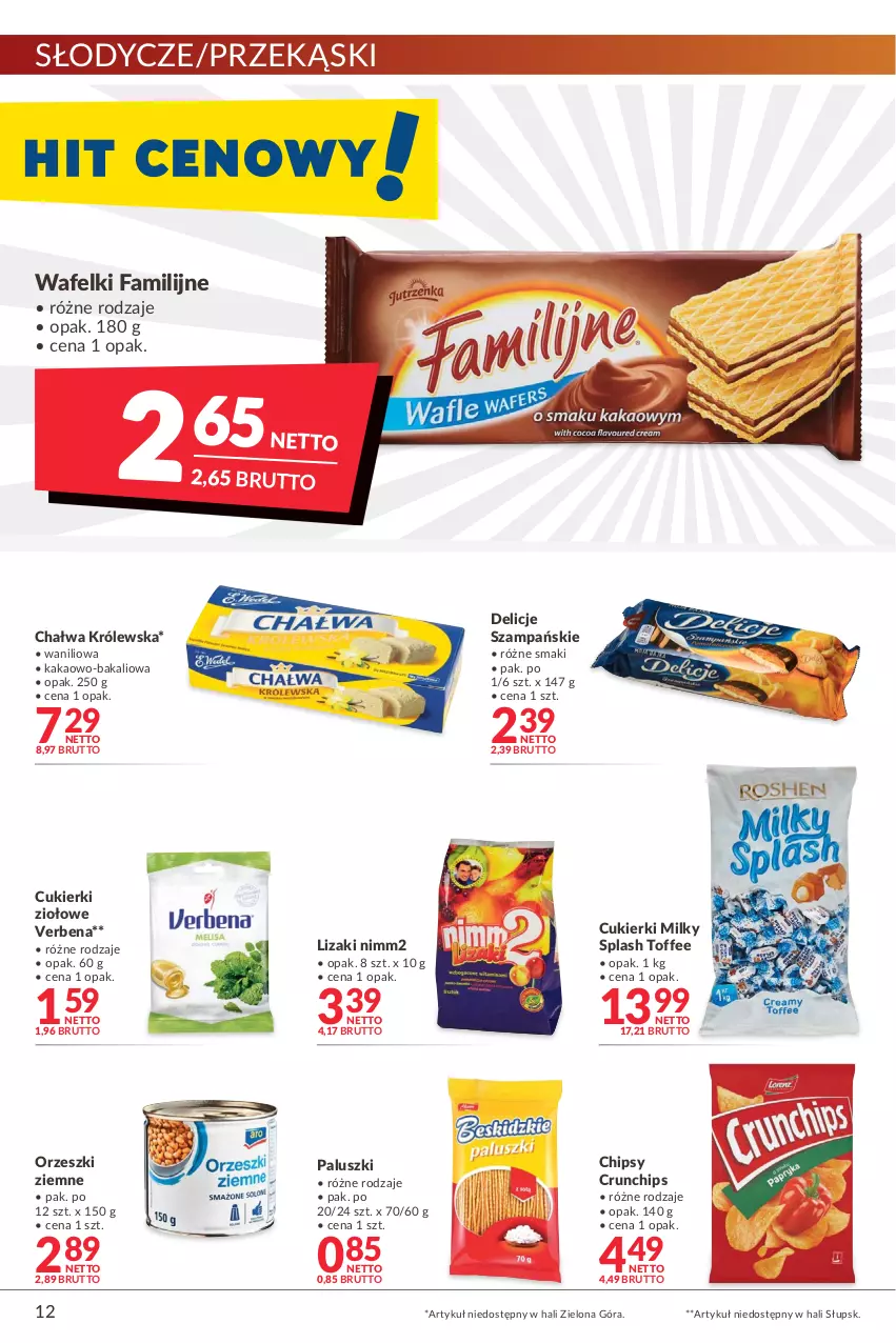 Gazetka promocyjna Makro - [Oferta promocyjna] Artykuły spożywcze i przemysłowe - ważna 22.03 do 04.04.2022 - strona 12 - produkty: Chałwa, Chipsy, Crunchips, Cukier, Cukierki, Delicje, Fa, Kakao, Lizaki, Nimm2, Orzeszki, Orzeszki ziemne