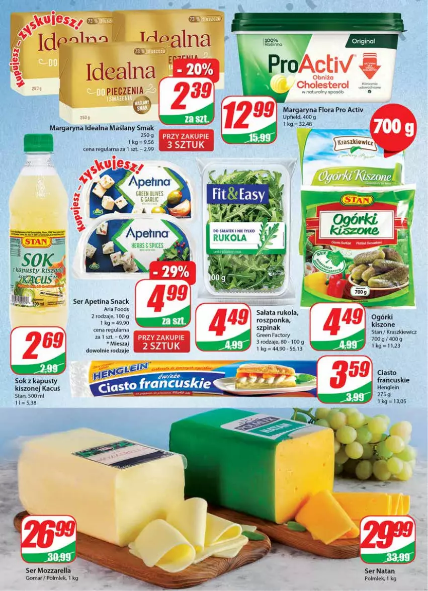 Gazetka promocyjna Dino - Gazetka - ważna 28.12.2022 do 03.01.2023 - strona 14 - produkty: Ciasto francuskie, Fa, Flora, Margaryna, Mozzarella, Piec, Polmiek, Roszponka, Rukola, Sałat, Ser, Sok, Szpinak