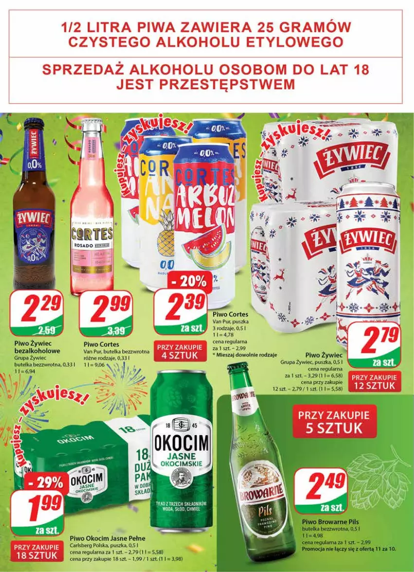 Gazetka promocyjna Dino - Gazetka - ważna 28.12.2022 do 03.01.2023 - strona 20 - produkty: Carlsberg, Koc, Okocim, Piwo, Pur, Woda