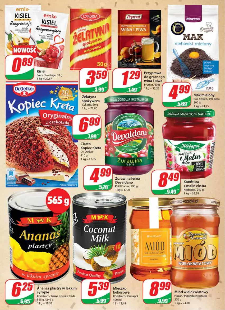 Gazetka promocyjna Dino - Gazetka - ważna 28.12.2022 do 03.01.2023 - strona 6 - produkty: Ananas, Dr. Oetker, Herbapol, Kisiel, Kokos, Konfitura, Kopiec Kreta, Kret, Mak mielony, Miód, Mleczko, Piec, Piwa, Prymat, Syrop