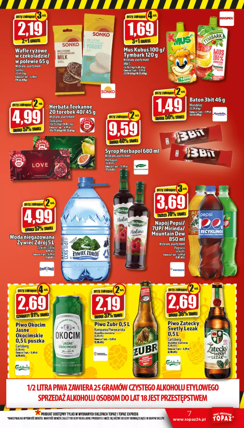 Gazetka promocyjna Topaz - Gazetka - ważna 13.10 do 19.10.2022 - strona 7 - produkty: Carlsberg, Herbata, Koc, Okocim, Piwa, Piwo, Teekanne, Top, Woda