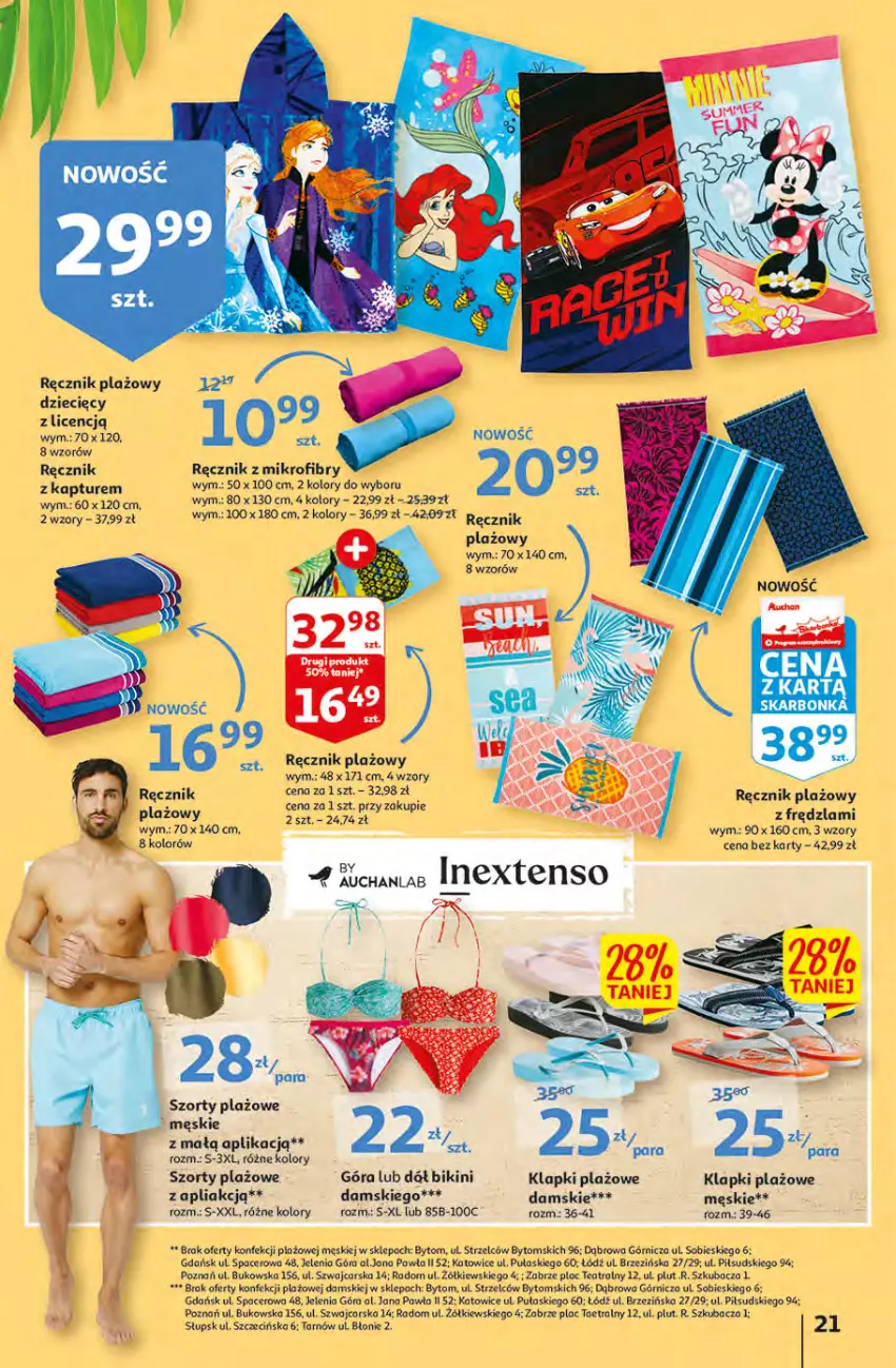 Gazetka promocyjna Auchan - przeNISKIE CENY PRODUKTY przeEKOLOGICZNE Hipermarkety - ważna 02.06 do 08.06.2022 - strona 21 - produkty: Acer, Bikini, Cars, Dzieci, Hask, Klapki, Ręcznik, Szorty