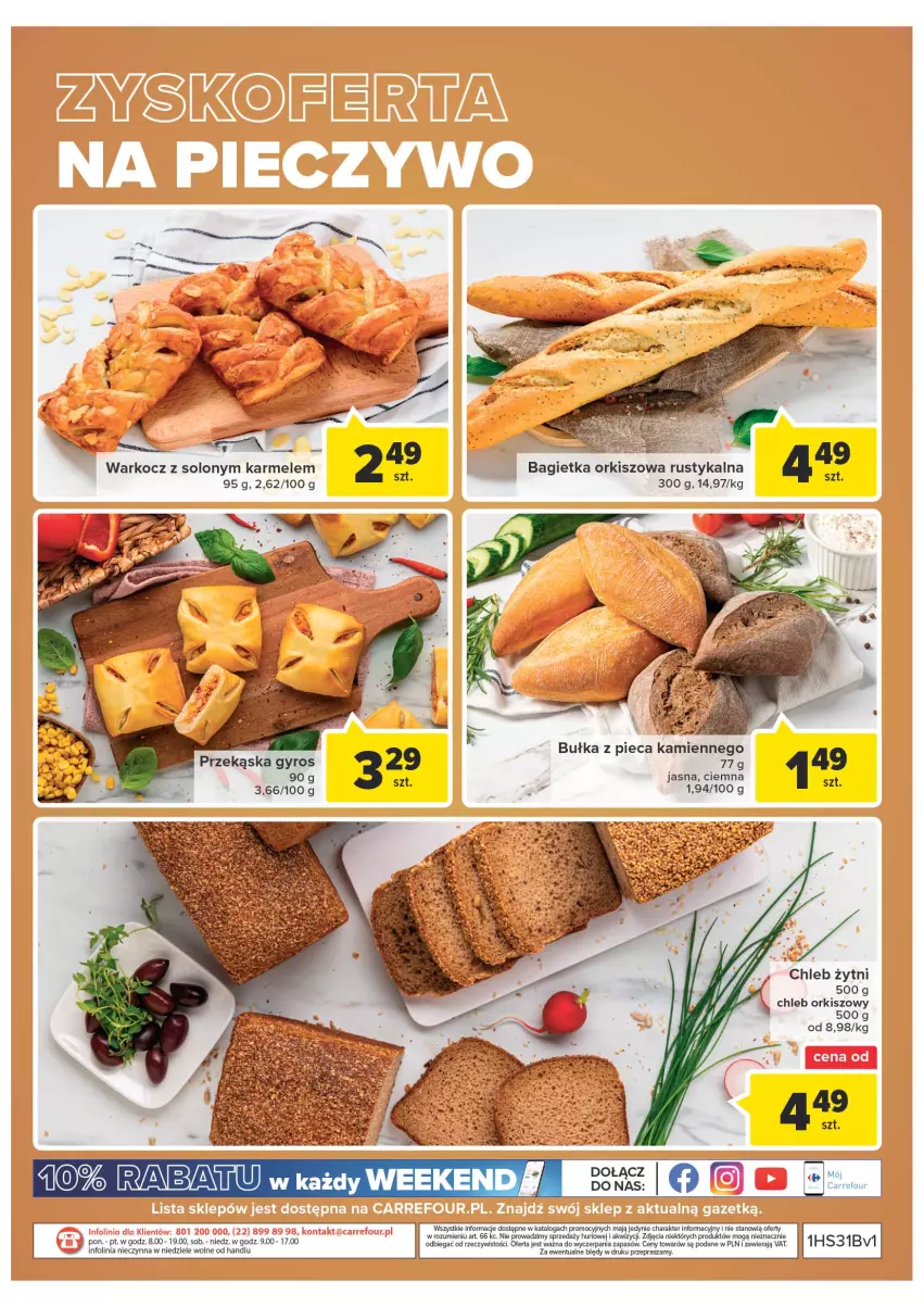 Gazetka promocyjna Carrefour - Gazetka Targ świeżości - ważna 02.08 do 08.08.2022 - strona 4 - produkty: Bagietka, Bułka, Chleb, Gyros, Koc, O nas, Piec, Rust
