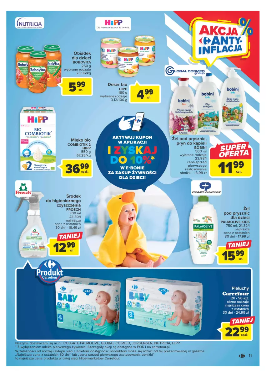 Gazetka promocyjna Carrefour - Gazetka Carrefour - ważna 09.05 do 20.05.2023 - strona 11 - produkty: BoboVita, Colgate, Deser, Dzieci, Frosch, Gra, HiPP, HP, LG, Mleko, Palmolive, Płyn do kąpieli, Ser, Tran