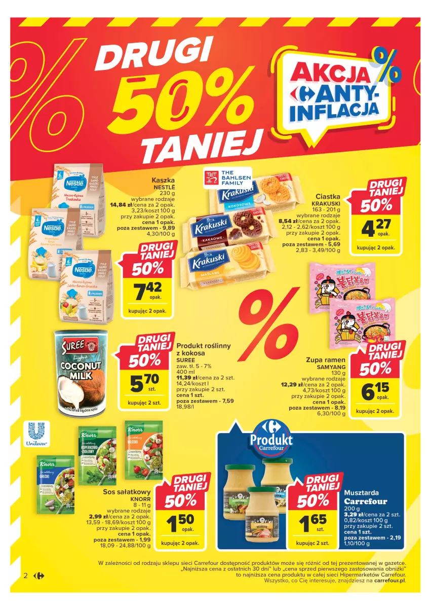 Gazetka promocyjna Carrefour - Gazetka Carrefour - ważna 09.05 do 20.05.2023 - strona 2 - produkty: Ciastka, Fa, Knorr, Kokos, Kosz, Krakus, Krakuski, LG, Mus, Musztarda, Sałat, Sos, Zupa