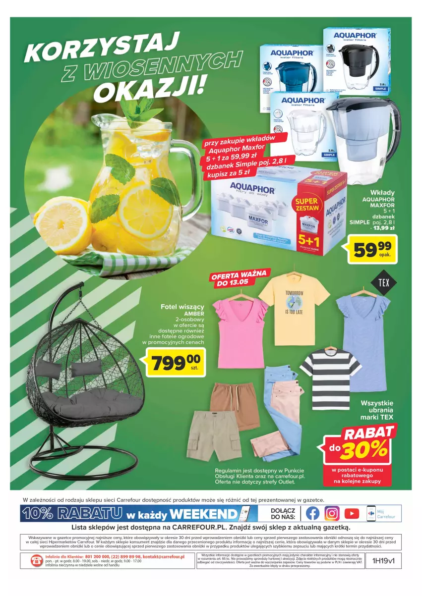 Gazetka promocyjna Carrefour - Gazetka Carrefour - ważna 09.05 do 20.05.2023 - strona 34 - produkty: Aquaphor, Dzbanek, Fotel, Olej, Ubrania