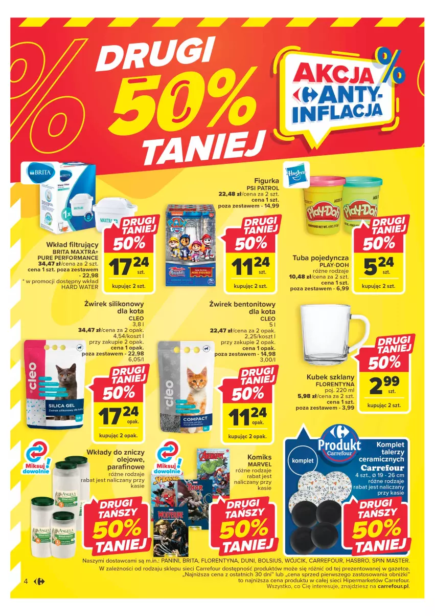 Gazetka promocyjna Carrefour - Gazetka Carrefour - ważna 09.05 do 20.05.2023 - strona 4 - produkty: Bols, Bolsius, Brit, Brita, Brita Maxtra, Hasbro, Kosz, Kubek, Olej, Play-Doh, Psi Patrol, Pur, Talerz, Wkład filtrujący, Znicz