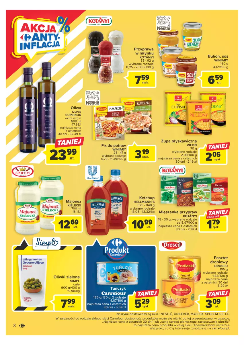 Gazetka promocyjna Carrefour - Gazetka Carrefour - ważna 09.05 do 20.05.2023 - strona 8 - produkty: Bulion, Dres, Gin, Ketchup, Lion, Majonez, Oliwki, Pasztet, Podlaski, Ser, Sos, Winiary, Zupa