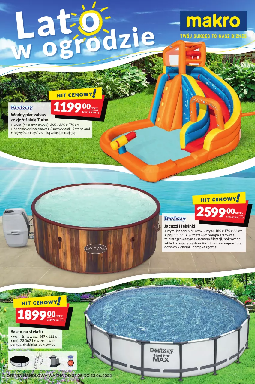 Gazetka promocyjna Makro - [Oferta specjalna] Lato w ogrodzie - ważna 31.05 do 13.06.2022 - strona 1 - produkty: Dozownik, Inka, Piec, Pokrowiec, Pompka, Top, Wkład filtrujący