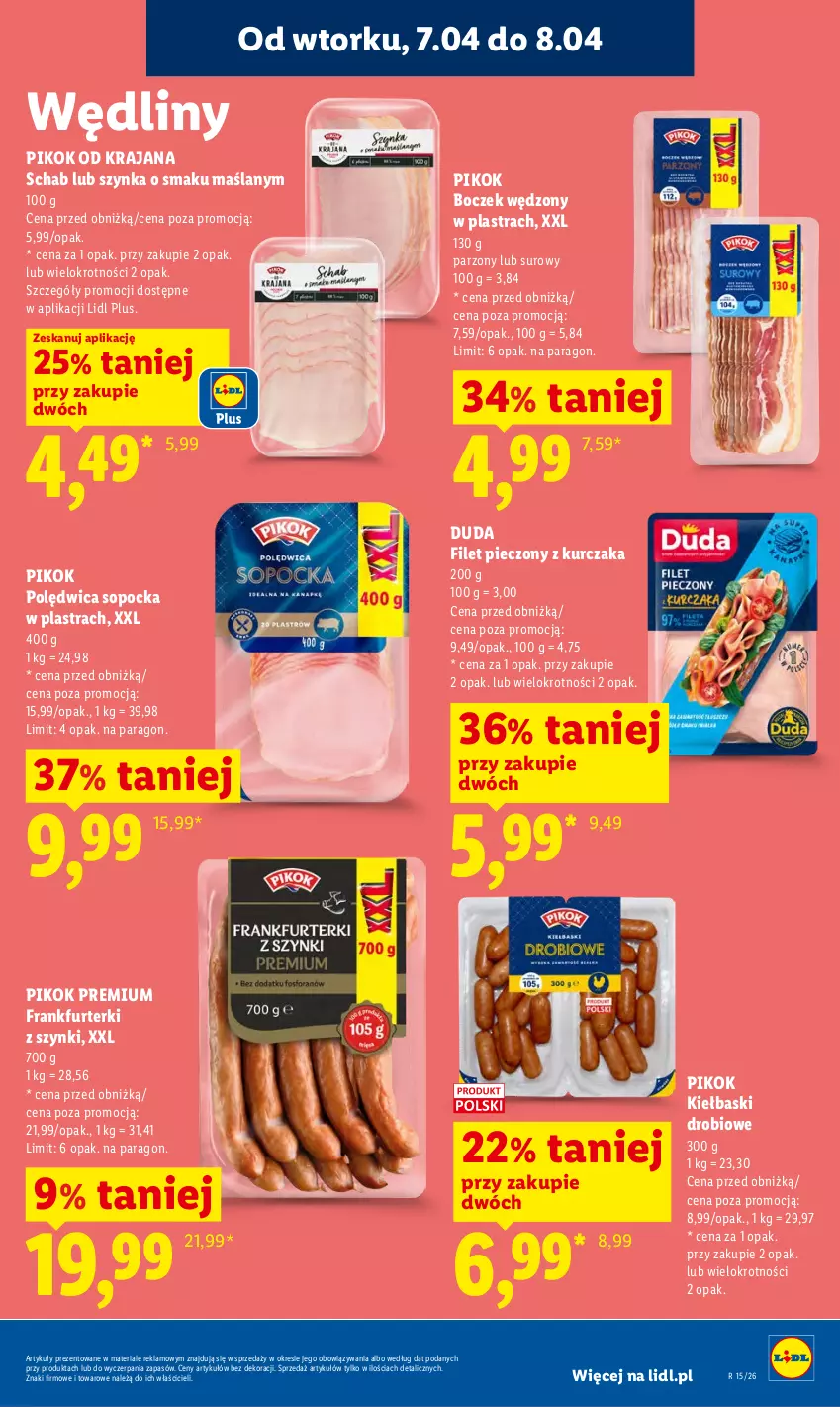 Gazetka promocyjna Lidl - Gazetka ważna od 7.04 do 8.04 - ważna 07.04 do 08.04.2026 - strona 19 - produkty: Boczek, Duda, Frankfurterki, Kurczak, Piec, PIKOK, Polędwica, Szynka
