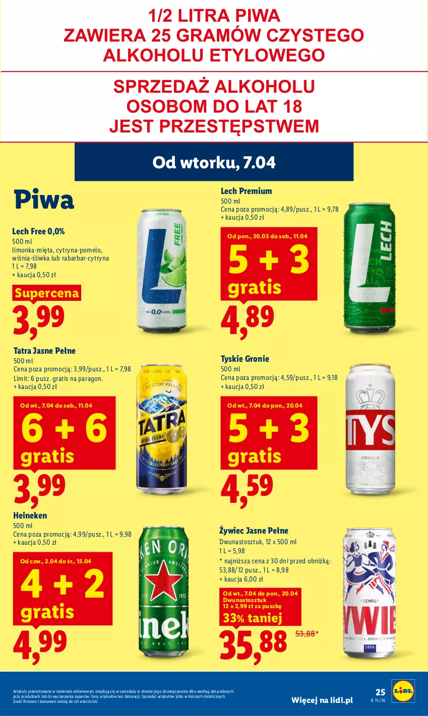 Gazetka promocyjna Lidl - Gazetka ważna od 7.04 do 8.04 - ważna 07.04 do 08.04.2026 - strona 27 - produkty: Gra, Heineken, Lech Premium, Limonka, Mięta, Piwa, Pomelo, Tatra, Tyskie