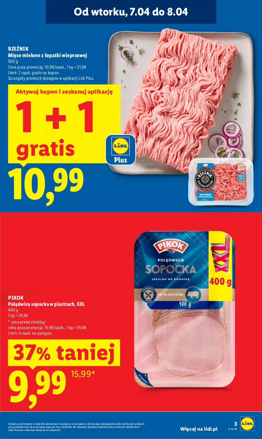 Gazetka promocyjna Lidl - Gazetka ważna od 7.04 do 8.04 - ważna 07.04 do 08.04.2026 - strona 3 - produkty: Gra, Mięso, Mięso mielone, Mięso mielone z łopatki wieprzowej, PIKOK, Polędwica