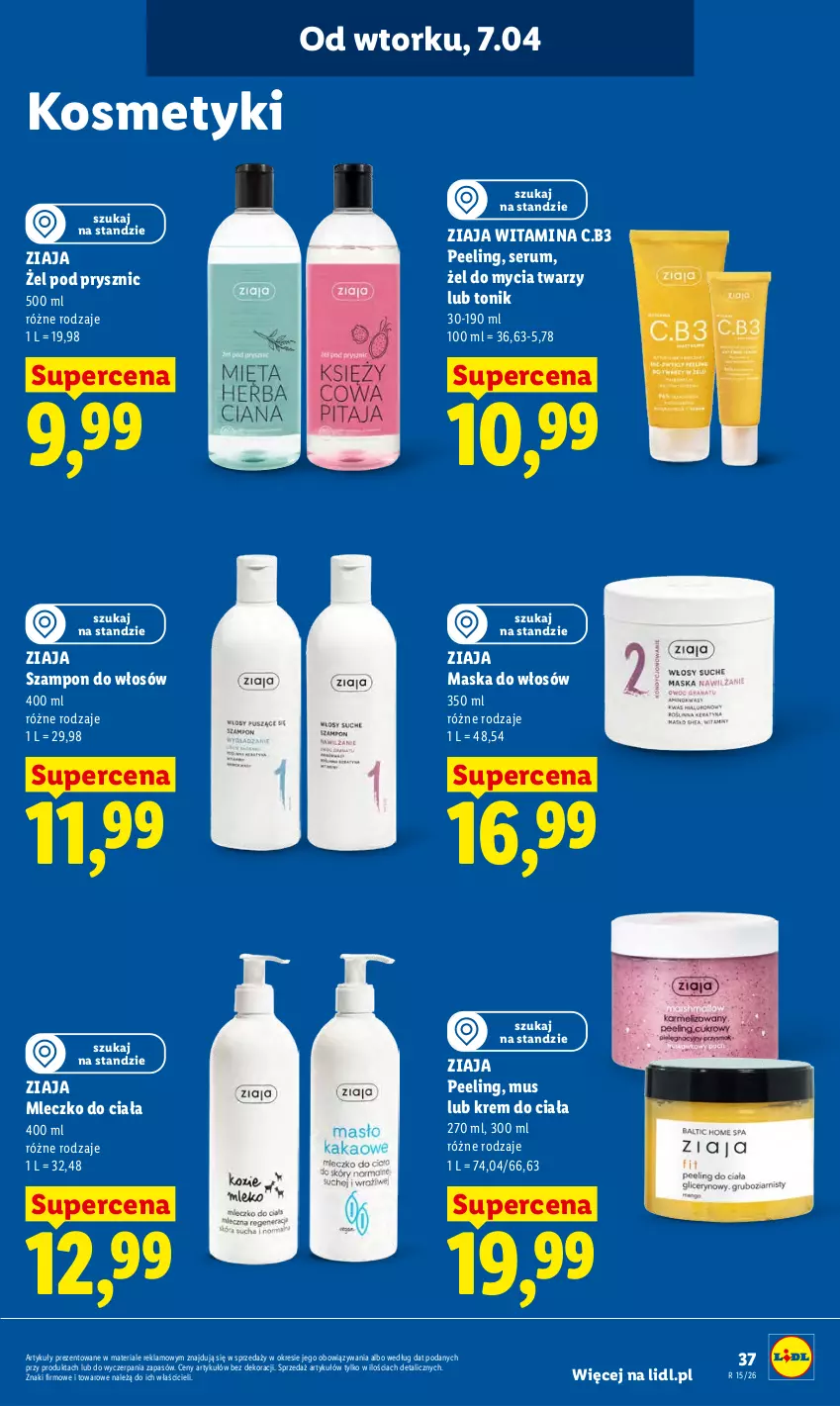 Gazetka promocyjna Lidl - Gazetka ważna od 7.04 do 8.04 - ważna 07.04 do 08.04.2026 - strona 41 - produkty: Krem do ciała, Maska, Maska do włosów, Mleczko, Mleczko do ciała, Mus, Peeling, Rum, Ser, Serum, Szampon, Tonik, Ziaja
