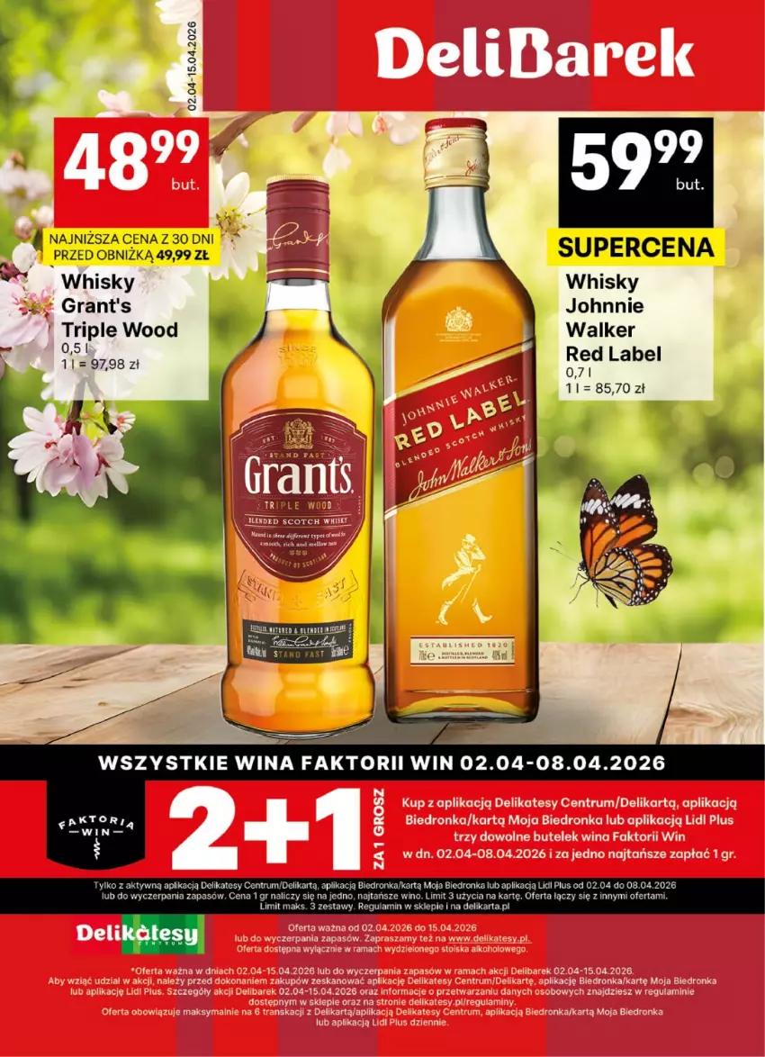 Gazetka promocyjna Delikatesy Centrum - Delibarek DC14-DC15 - ważna 02.04 do 15.04.2026 - strona 1 - produkty: Dron, Fa, Gra, Grant's, Johnnie Walker, Rum, Whisky, Wino