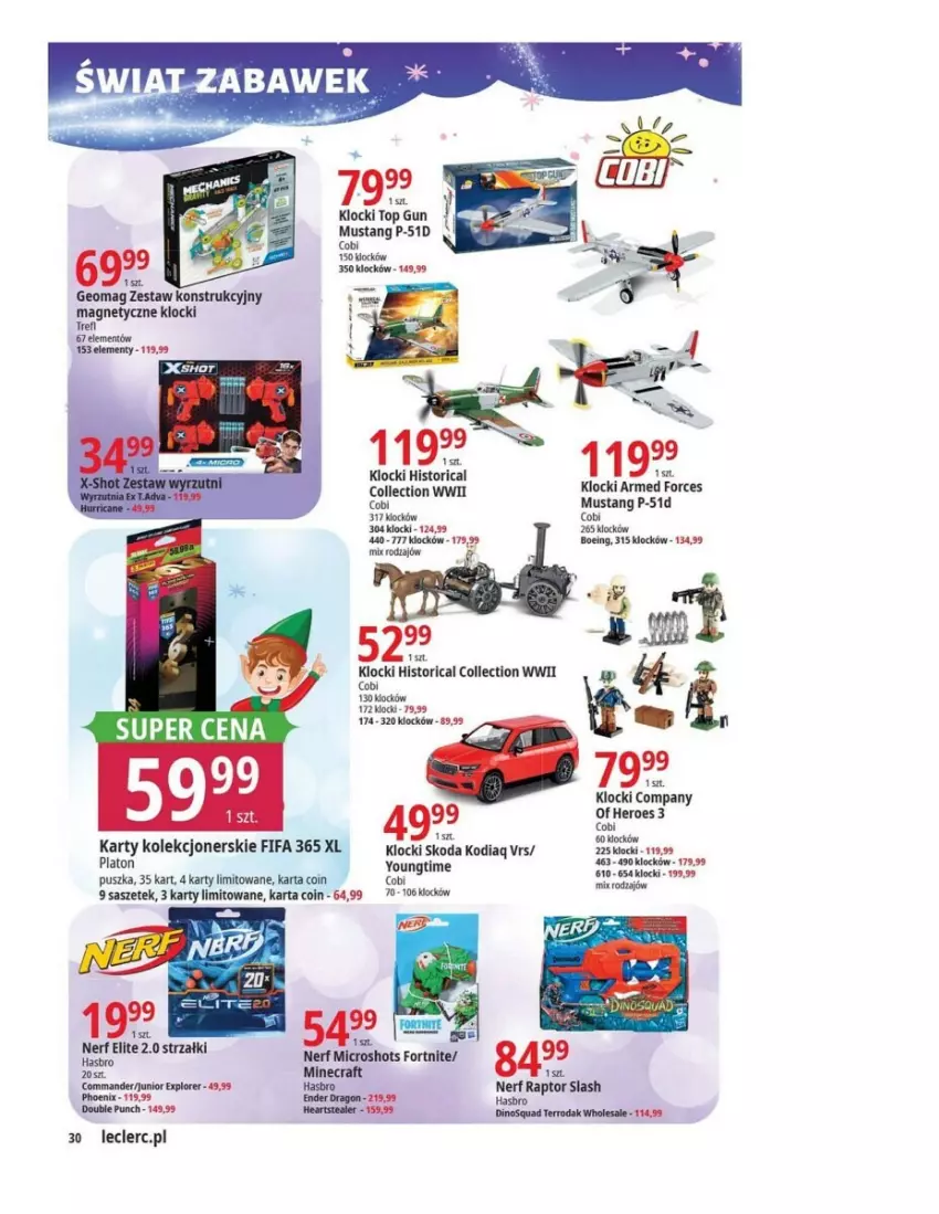 Gazetka promocyjna E Leclerc - ważna 07.11 do 06.12.2023 - strona 24 - produkty: Fa, Hasbro, Klocki, Koc, Minecraft, Mus, Nerf, Squad, Top