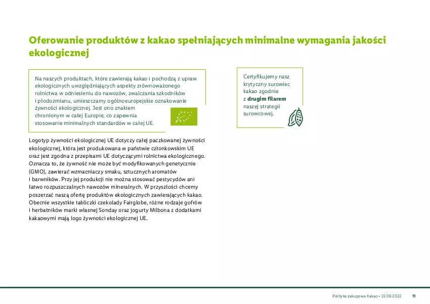 Gazetka promocyjna Lidl - Polityka zakupowa Kakao - ważna 22.08.2022 do 01.01.2026 - strona 12 - produkty: Fa, Jogurt, Kakao