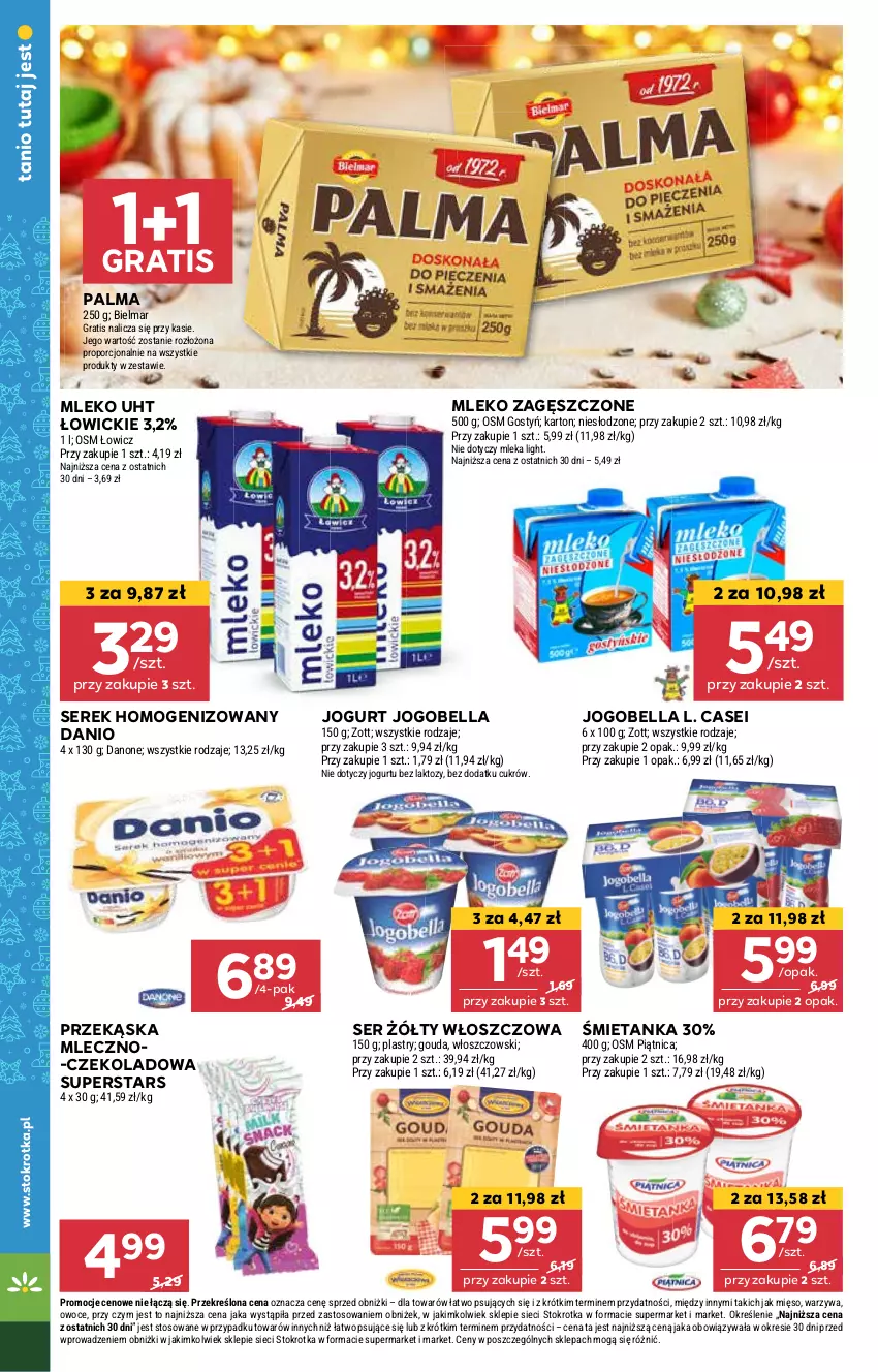 Gazetka promocyjna Stokrotka - Supermarket Opole/Radom - ważna 19.12 do 27.12.2024 - strona 20 - produkty: Bell, Bella, Danio, Gouda, Gra, Jogobella, Jogurt, Mięso, Mleko, Mleko zagęszczone, Owoce, Palma, Por, Ser, Serek, Serek homogenizowany, Warzywa, Włoszczowski