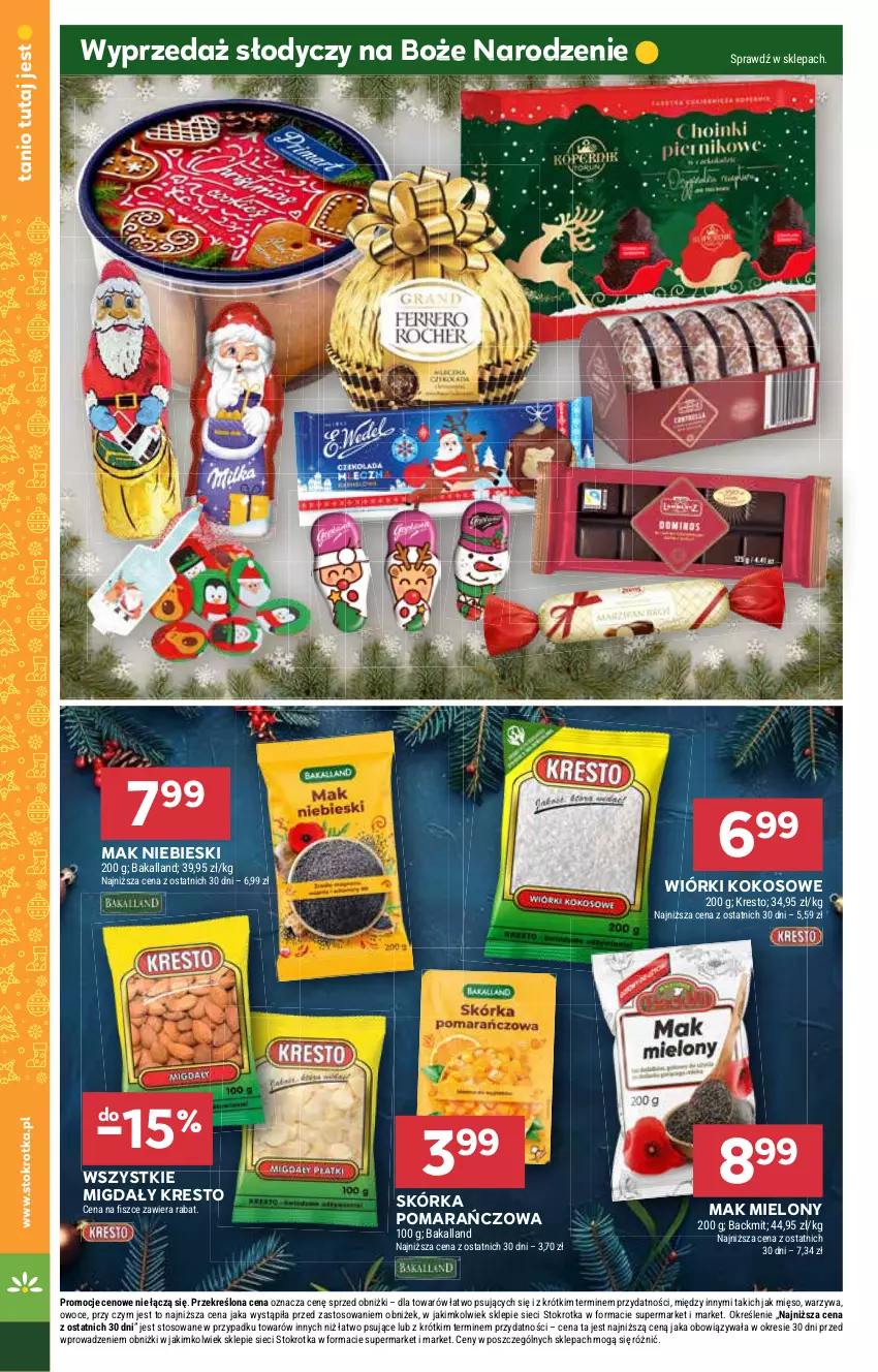 Gazetka promocyjna Stokrotka - Supermarket Opole/Radom - ważna 19.12 do 27.12.2024 - strona 22 - produkty: Kokos, Mak mielony, Mięso, Migdały, Owoce, Warzywa, Wiórki kokosowe