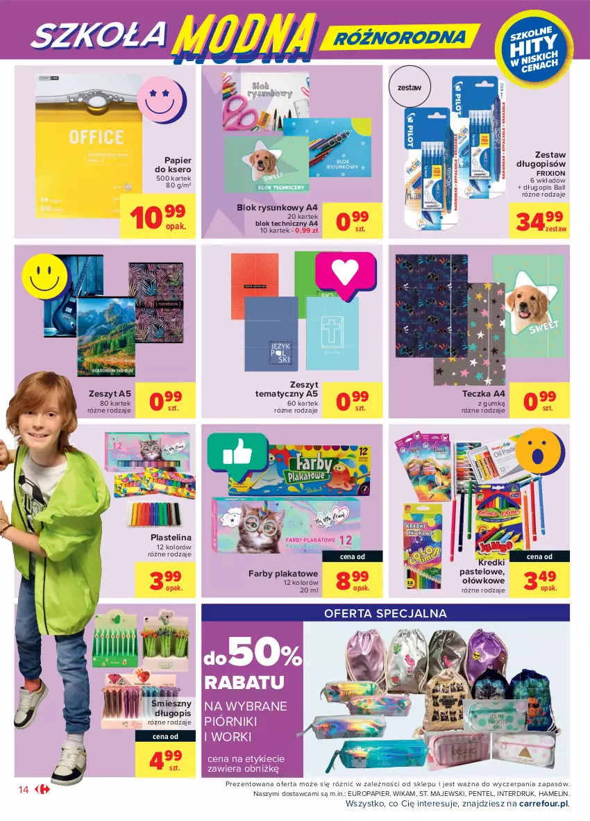 Gazetka promocyjna Carrefour - Gazetka Market - ważna 28.07 do 07.08.2021 - strona 18 - produkty: Długopis, Fa, Papier, Papier do ksero, Piórnik, Plastelina, Ser