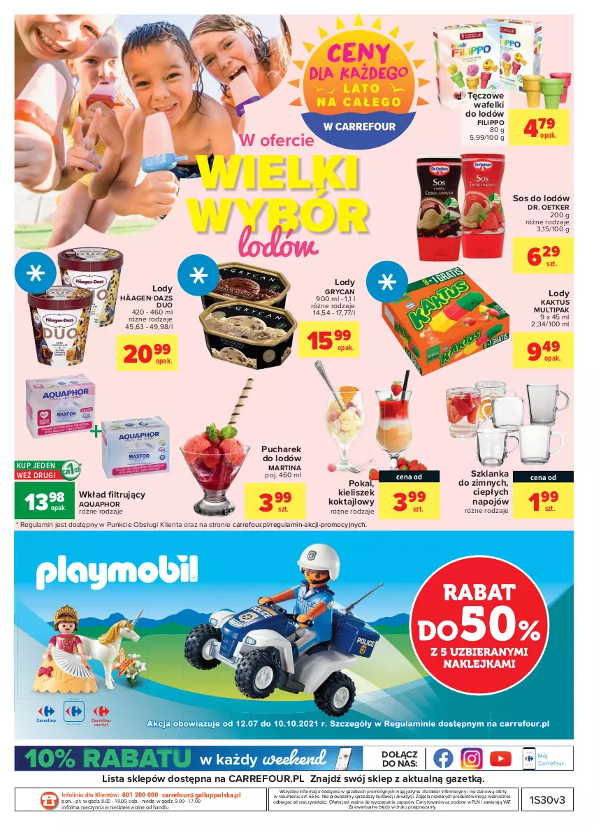 Gazetka promocyjna Carrefour - Gazetka Market - ważna 28.07 do 07.08.2021 - strona 21 - produkty: Aquaphor, Dr. Oetker, Gry, Kaktus, Kieliszek, Lody, O nas, Sos, Szklanka