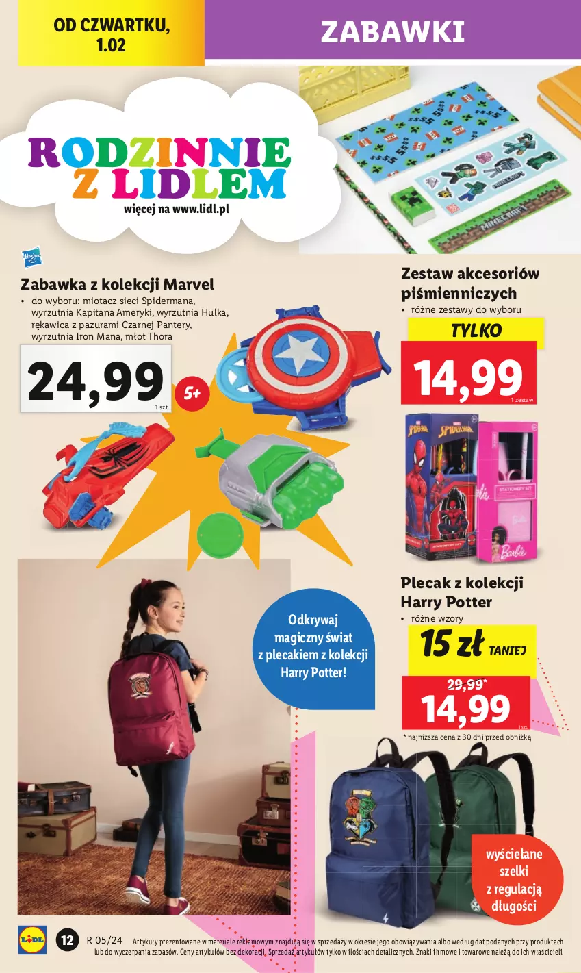 Gazetka promocyjna Lidl - GAZETKA - ważna 29.01 do 03.02.2024 - strona 14 - produkty: Harry Potter, Młot, Plecak, Spiderman, Wyrzutnia, Zabawka