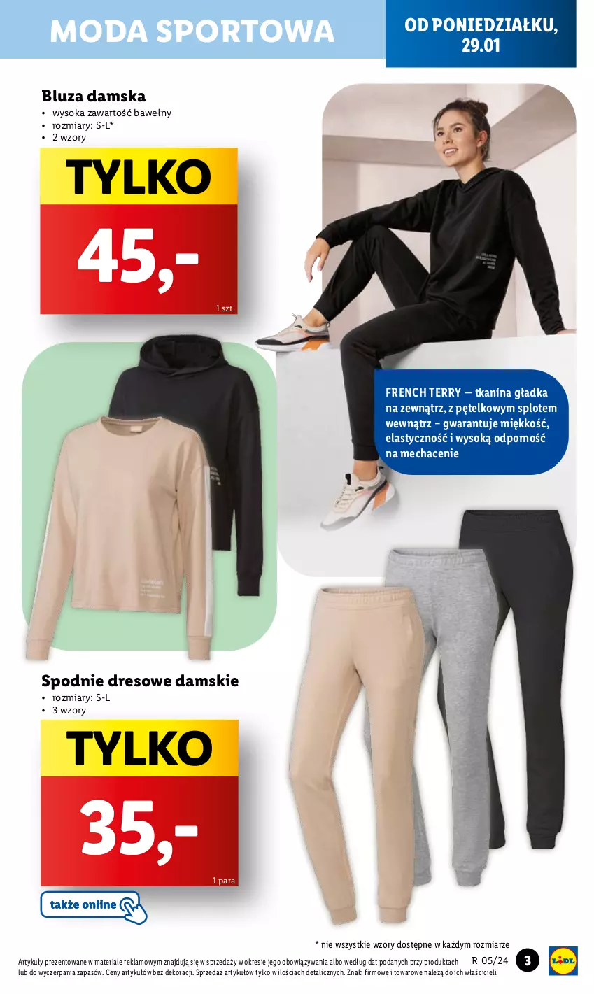 Gazetka promocyjna Lidl - GAZETKA - ważna 29.01 do 03.02.2024 - strona 5 - produkty: Bluza, Dres, Moda, Por, Sok, Spodnie, Spodnie dresowe, Sport