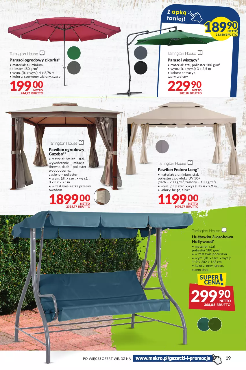 Gazetka promocyjna Makro - Sezon na grill - oferta z alkoholem - ważna 16.04 do 29.04.2024 - strona 19 - produkty: Huśtawka, Parasol, Poduszka, Por, Siatka