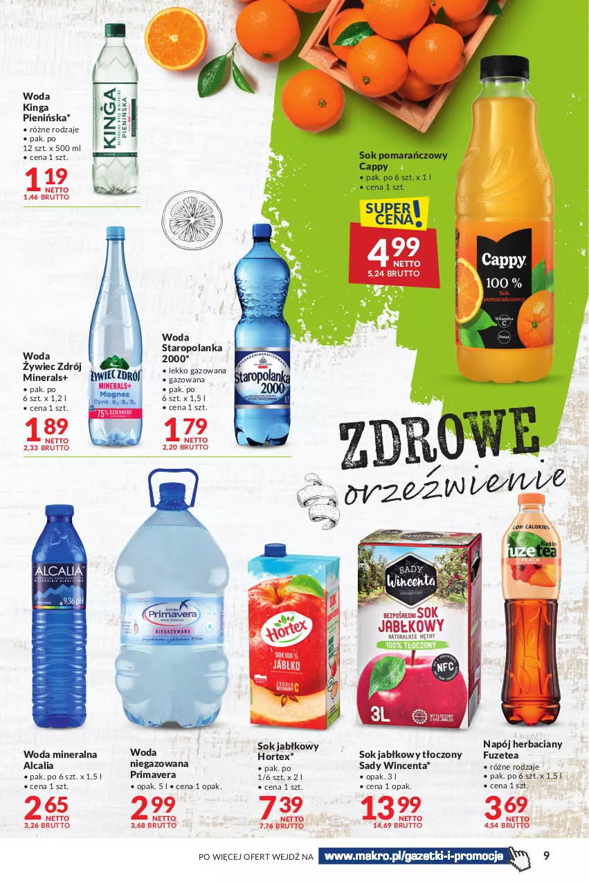 Gazetka promocyjna Makro - Sezon na grill - oferta z alkoholem - ważna 16.04 do 29.04.2024 - strona 9 - produkty: Cappy, Hortex, Napój, Prima, Primavera, Sok, Sok jabłkowy, Sok pomarańczowy, Staropolanka, Woda, Woda mineralna, Woda niegazowana