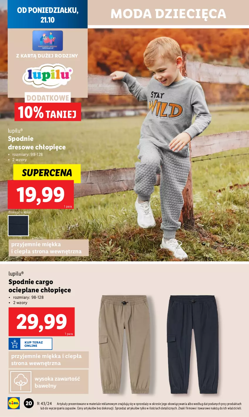 Gazetka promocyjna Lidl - GAZETKA - ważna 21.10 do 26.10.2024 - strona 20 - produkty: Dres, Dzieci, Moda, Sok, Spodnie, Spodnie dresowe