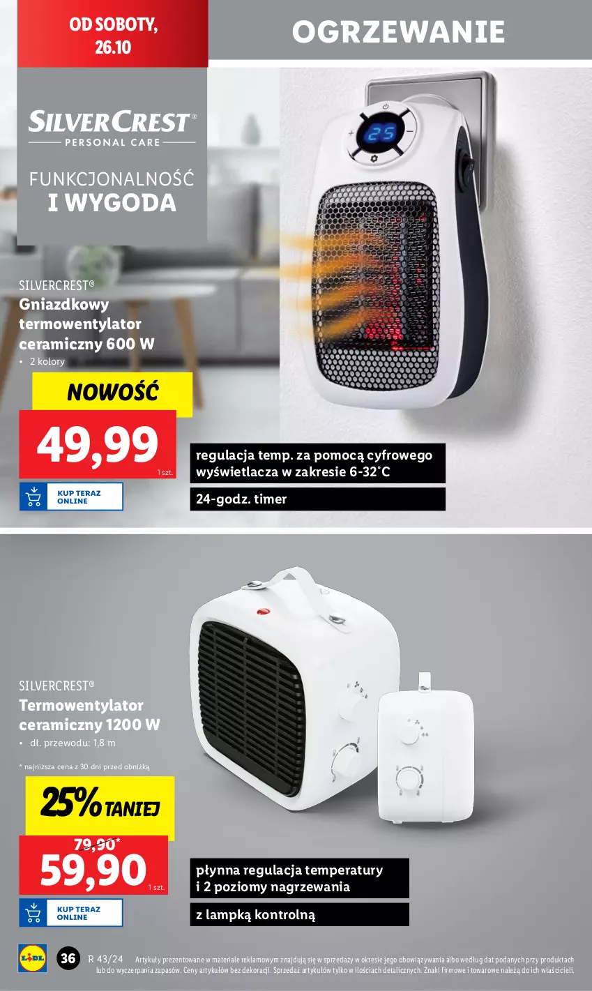 Gazetka promocyjna Lidl - GAZETKA - ważna 21.10 do 26.10.2024 - strona 38 - produkty: Ogrzewanie, Silvercrest, Termowentylator