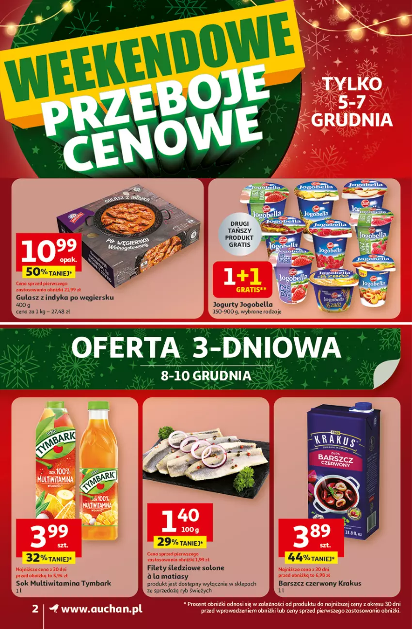 Gazetka promocyjna Auchan - Gazetka Święta jak babcię kocham Supermarket Auchan - ważna 04.12 do 10.12.2025 - strona 2 - produkty: Bell, Bella, Gra, Jogobella, Jogurt, Krakus, Sok, Tymbark