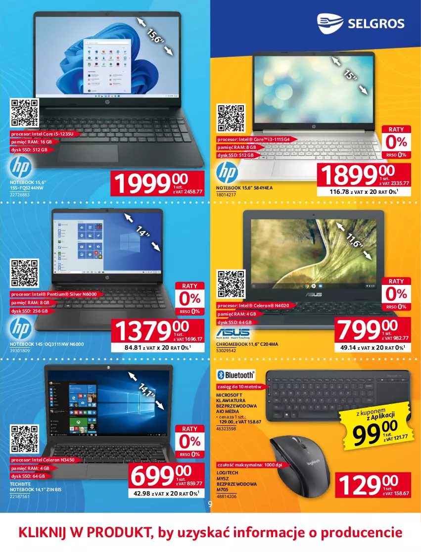 Gazetka promocyjna Selgros - Katalog Elektro - ważna 01.06 do 14.06.2023 - strona 9 - produkty: Intel, Klawiatura, Logitech, Mysz, Mysz bezprzewodowa, Notebook, Pentium, Procesor