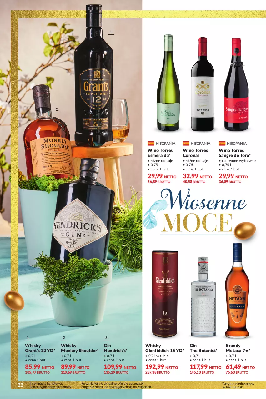 Gazetka promocyjna Makro - Smakuj Święta - oferta z alkoholem - ważna 19.03 do 30.03.2024 - strona 22 - produkty: Brandy, Gin, Gra, Metaxa, Whisky, Wino