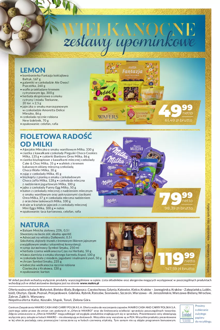 Gazetka promocyjna Makro - Smakuj Święta - oferta z alkoholem - ważna 19.03 do 30.03.2024 - strona 24 - produkty: Advocaat, Aksam, Chrzan, Ciastka, Cukier, Cukierki, Cytryny, Czekolada, Czekolada mleczna, Fa, Fanta, Gra, Jogurt, Kakao, Kawa, Kosz, Likier, Milka, Mleczko, Oreo, Papier, Rum, Sos, Syrop, Szal, Taca, Teekanne, Wafelek, Whisky, Wino