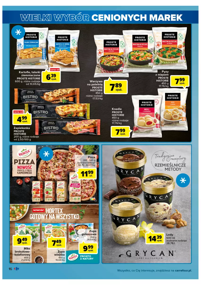 Gazetka promocyjna Carrefour - Gazetka Wielki wybór cenionych marek - ważna 02.11 do 12.11.2022 - strona 16 - produkty: Gry, Kalafior, Knedle, Lody, Piec, Pieczarka, Pizza, Warzywa, Zapiekanka, Zupa