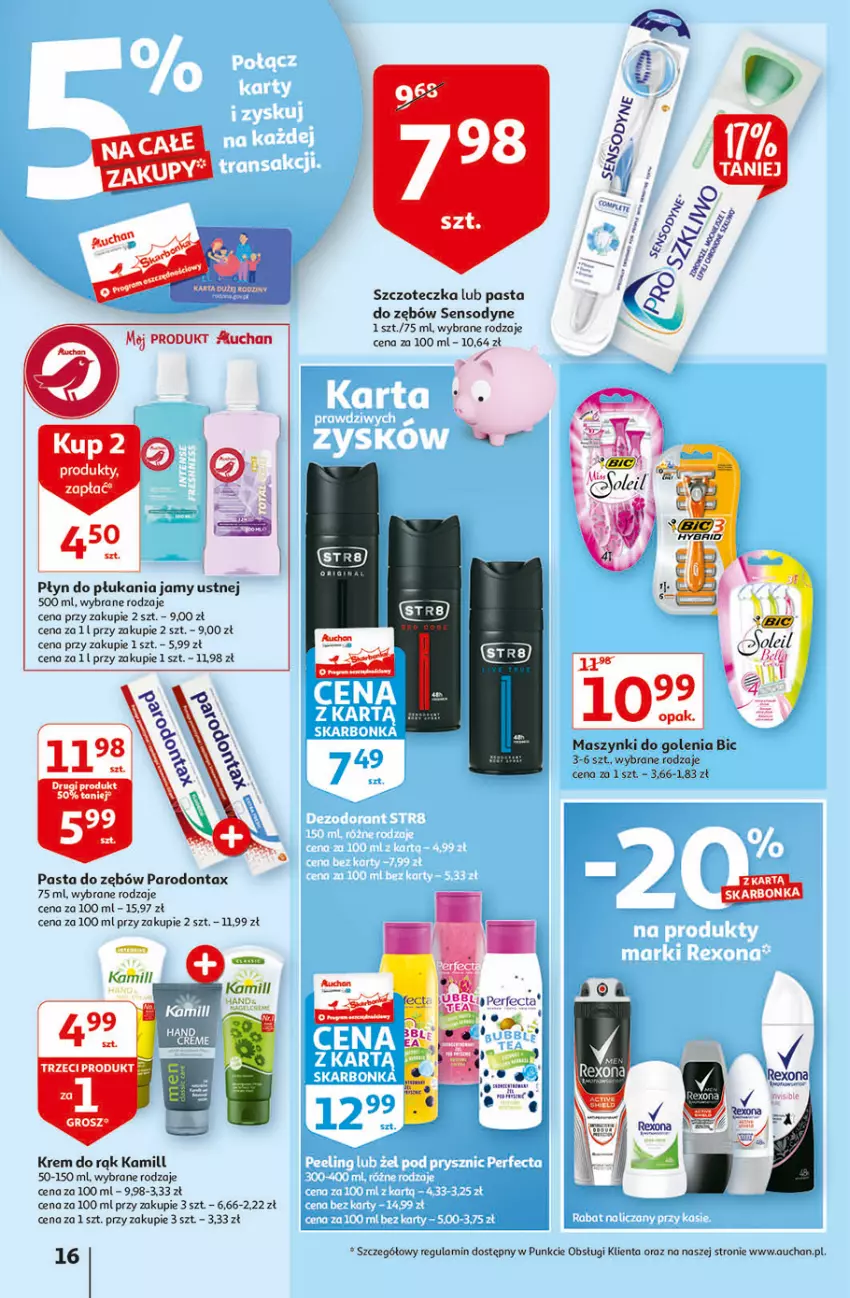 Gazetka promocyjna Auchan - Jesienne hiperokazje Hipermarkety - ważna 04.11 do 10.11.2021 - strona 16 - produkty: BIC, Kamill, Krem do rąk, Parodontax, Pasta do zębów, Płyn do płukania, Płyn do płukania jamy ustnej, Sensodyne, Szczoteczka